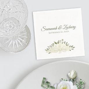Rustic Ivory White Boho Blommigt Bouquet Bröllop Pappersservett