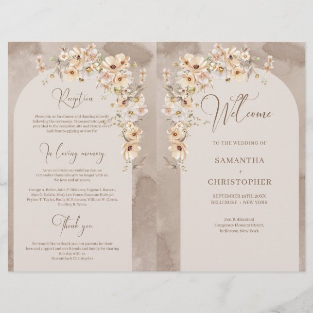 Rustic ivory Wildblommor Boho arch-upplagt program (Framsida)