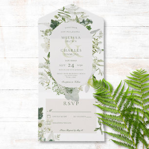 Rustic Ivy Ferns & Greenery White No Middag