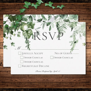 Rustic Ivy & Sage Greenery Bröllop Middag OSA Kort
