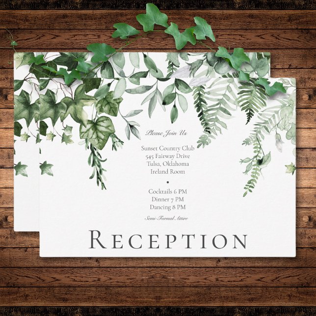 Rustic Ivy & Sage Greenery bröllop Mottagning Tilläggskort (Rustic Ivy & Sage Greenery Wedding Reception Enclosure Card)