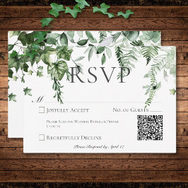 Rustic Ivy & Sage Greenery Bröllop QR-kod OSA Kort