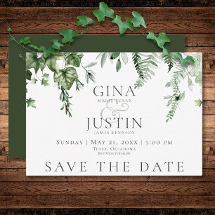 Rustic Ivy & Sage Greenery Grönt Bröllop Spara Datumet