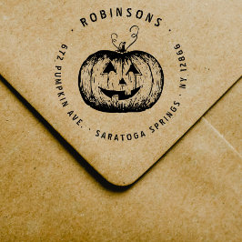 Rustic Jack O'Lantern Pumpkin Halloween Adress Stämpel
