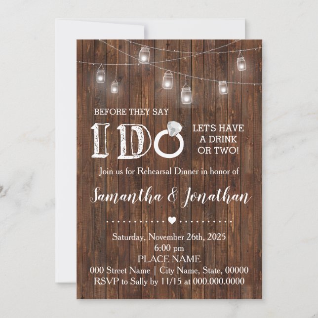 Rustic jag duschar i par land lada bröllop inbjudningar (Framsida)