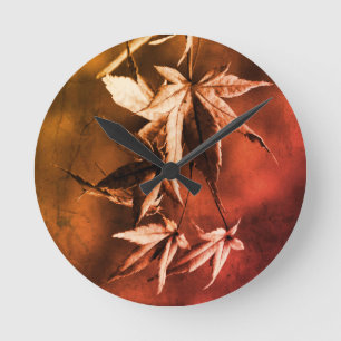 Rustic japansk aple Foliage Porträtt Rund Klocka