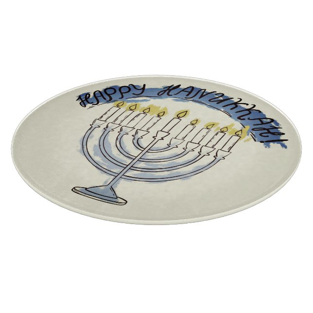 Rustic Jewish Hiliday Painting Hanukkah Menorah (Hörn)