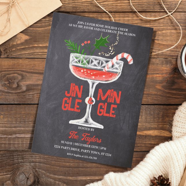 Rustic Jingle och Mingle jul Cocktail Party Inbjudningar (Skapare uppladdad)
