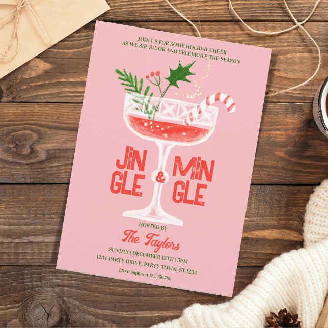 Rustic Jingle och Mingle jul Cocktail Party Inbjudningar (Skapare uppladdad)