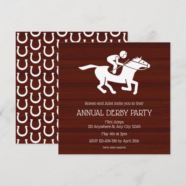 Rustic Jockey Annual Derby Party Invitation Inbjudningar (Fram/baksida)