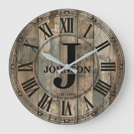 Rustic Johnson Family Clock | Farmhouse Decor  Stor Klocka