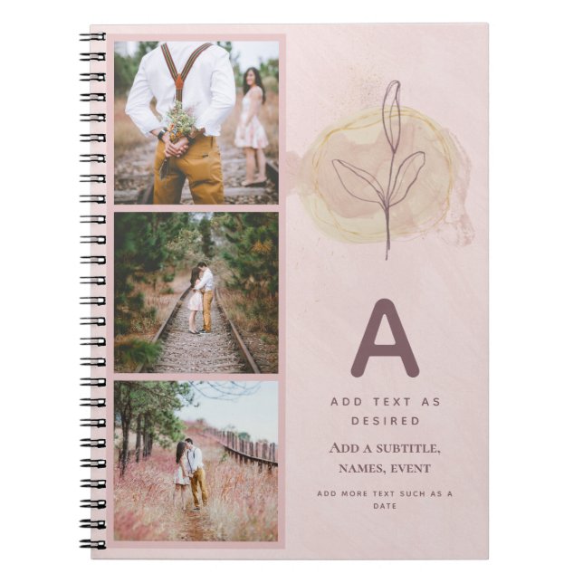 Rustic Journal Gift Personlig Abstrakt Löv Anteckningsbok (Framsidan)