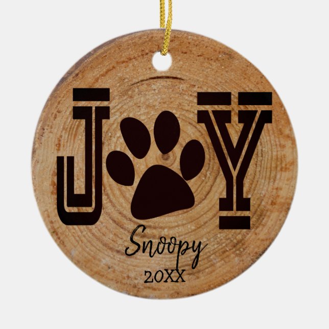 Rustic - Joy Puppy Tass Julgransprydnad Keramik (Framsidan)