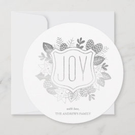 Rustic Joy Round Faux Silver Foil Helgdag Card Julkort