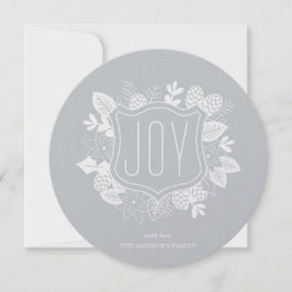Rustic Joy Round Shimmer Silver Helgdag Card Julkort