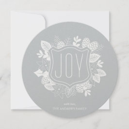 Rustic Joy Round Shimmer Silver Helgdag Card Julkort