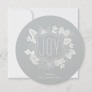 Rustic Joy Round Shimmer Silver Helgdag Card Julkort