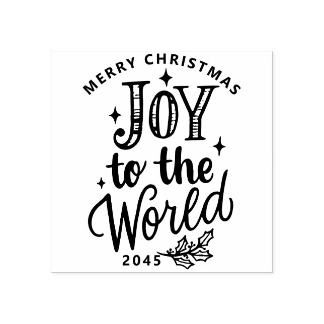 Rustic Joy to the World Christmas Lettering Stämpel (Tryck)