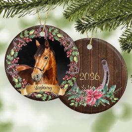 Rustic jul Anpassningsbar Horse Photo Julgransprydnad Keramik