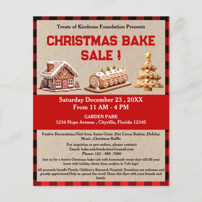 Rustic jul Bake Sale Fundraiser Flygblad (Framsidan)