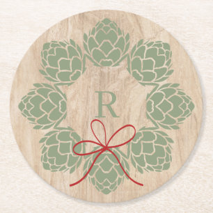 Rustic jul Beer Skutt Underlägg Papper Rund