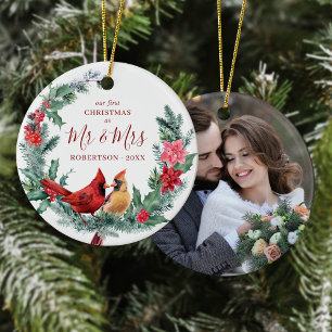 Rustic jul Birds WandeHerr & Mrs Photo Julgransprydnad Keramik
