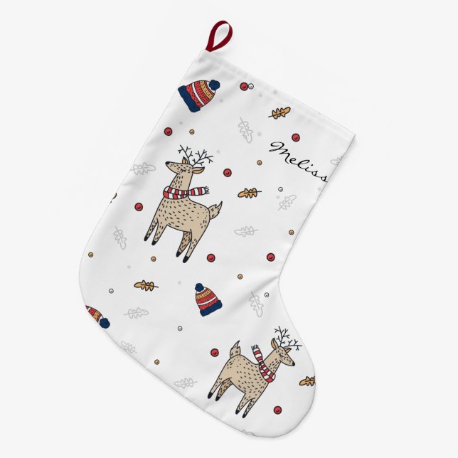 Rustic jul Boho-Personligen Stor Julstrumpa (Framsidan (Hängande))