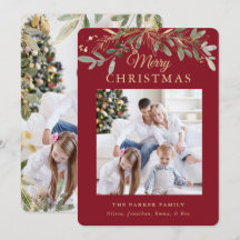 Rustic jul Botanical | Två foto och Guld