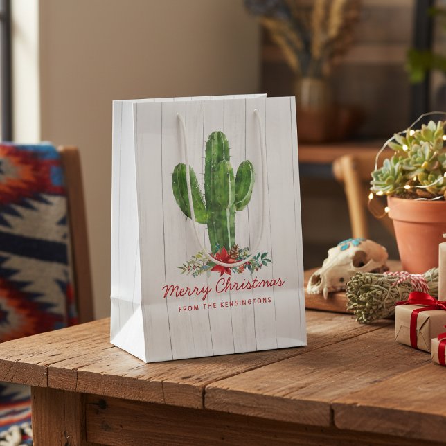 Rustic jul Cactus White Wood Helgdag (Skapare uppladdad)