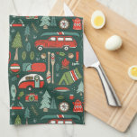 Rustic jul Camping Kökshandduk<br><div class="desc">En elegant,  handdragen juldesign med mysiga och söta illustrationer av camping och sjö liv. I färg ingår traditionell färg av grönt,  rött och vitt,  liksom grönt av mörk och mynta. En underbar helgdag ge idé för naturen älskare,  barn och vuxnor som gillar utomhusaktiviteter som camping,  fiske,  sjö.</div>