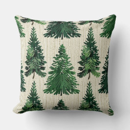 Rustic jul Evergreen Träd Kudde