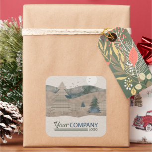 Rustic jul Gift eller Bakery Sticker med Logotyp Fyrkantigt Klistermärke