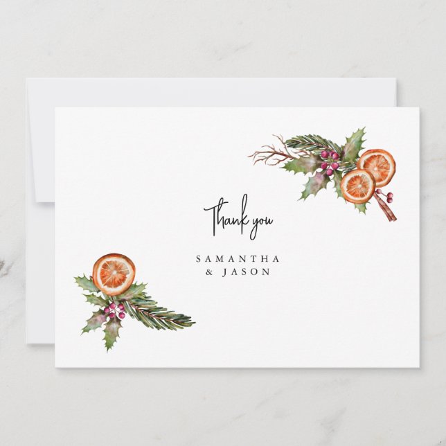 Rustic jul Greenery Spice Bröllop Tack Kort (Framsida)