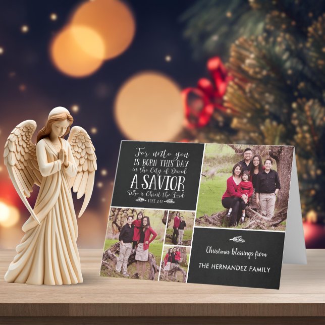 Rustic jul-Helgdag-foto, Verse Chalkboard Helgkort (Rustic Christmas Verse Chalkboard Holiday Photo Card)