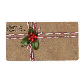 Rustic jul Kraft Papper med Holly Berries Fraktsedel