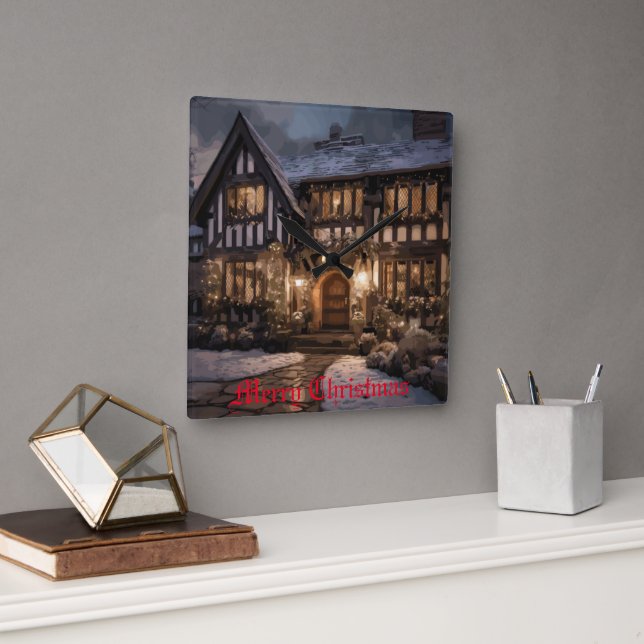 Rustic jul Magic Fyrkantig Klocka (Kontor)