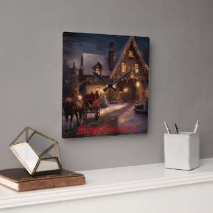 Rustic jul Magic Fyrkantig Klocka
