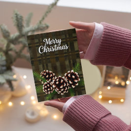 Rustic jul med Pinecones Kort