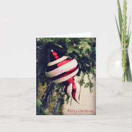 Rustic jul Ornament och Greenery on Fence Kort