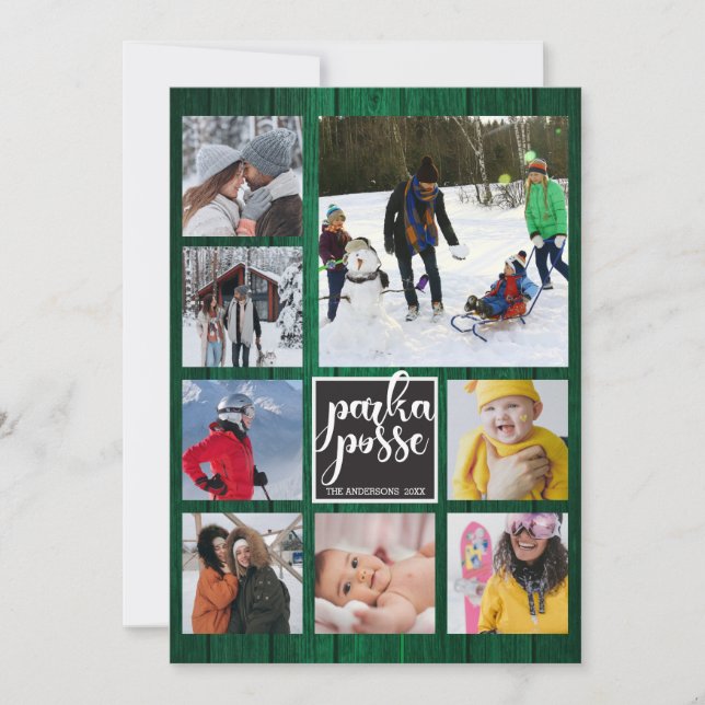 Rustic jul 🎄 Parka Posse Barn Wood Card Kort (Framsida)