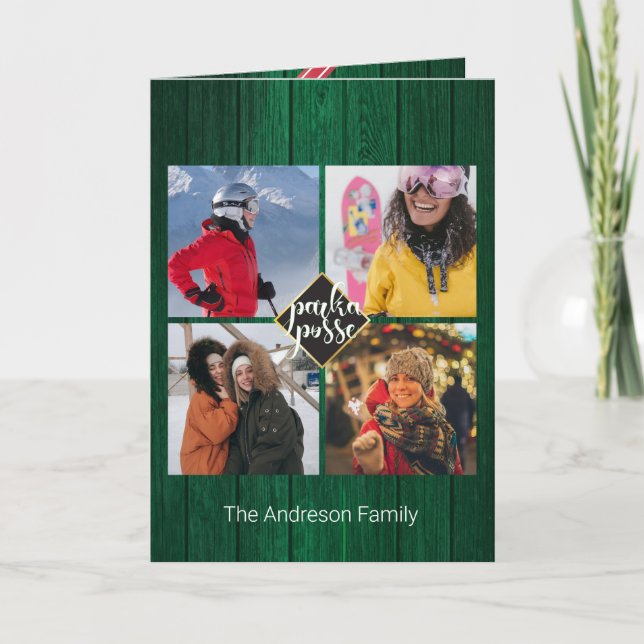 Rustic jul 🎄 Parka Posse Barn Wood Card Kort (Framsida)