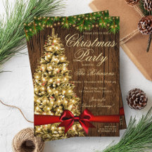 Rustic jul Party | Julafton Träd Ljus & Ribbon