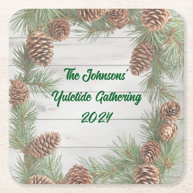 Rustic jul Party Underlägg Papper Kvadrat (Framsidan)