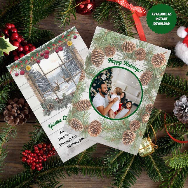 Rustic jul Photo Yuletide Hälsning Julkort (Skapare uppladdad)