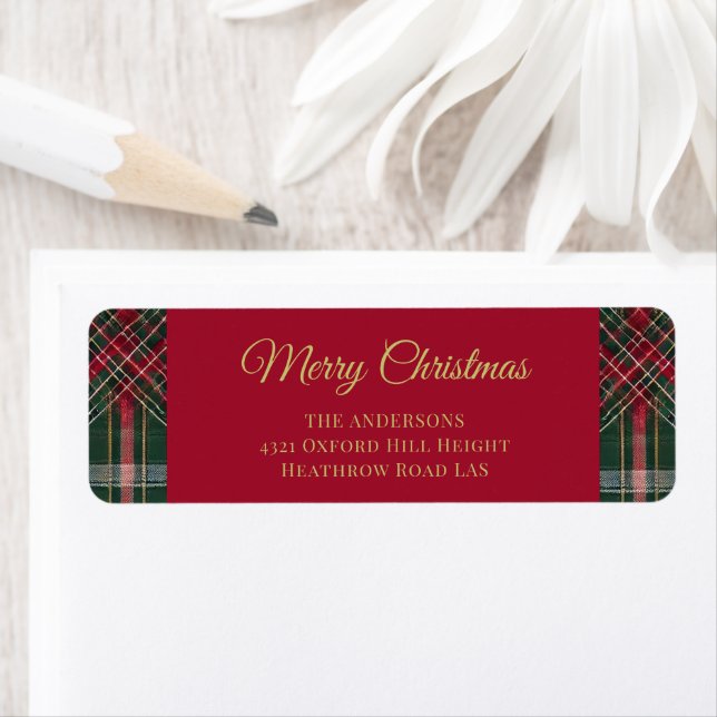 Rustic jul Play Tartan Mönster Returadress Etikett (Insitu)