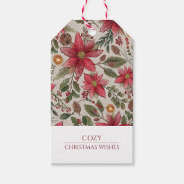 Rustic jul Poinsettias Presentetikett