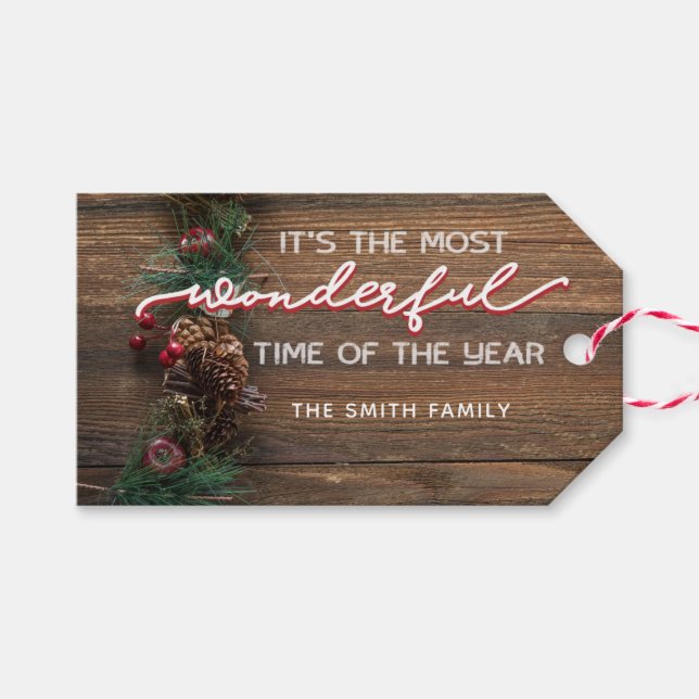 Rustic jul presentetikett (Framsidan (Horizontal))