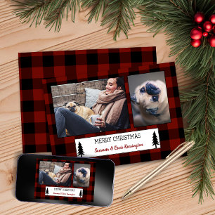 Rustic jul Red Buffalo Play Helgdag Photo Julkort