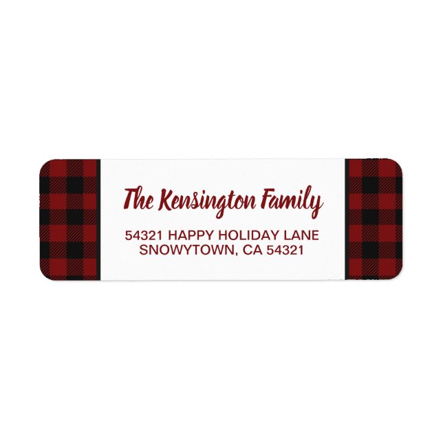 Rustic jul Red Buffalo Play Helgdag Returadress Etikett (Framsidan)