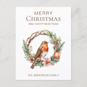 Rustic jul Robin Land botaniska utandningen Vykort